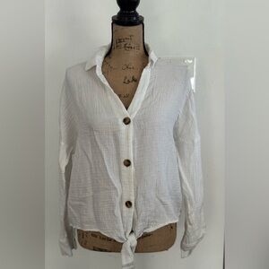 LOFT Cream Button-Down Women's Shirt